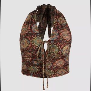 Curve & plus boho paisley halter tank top